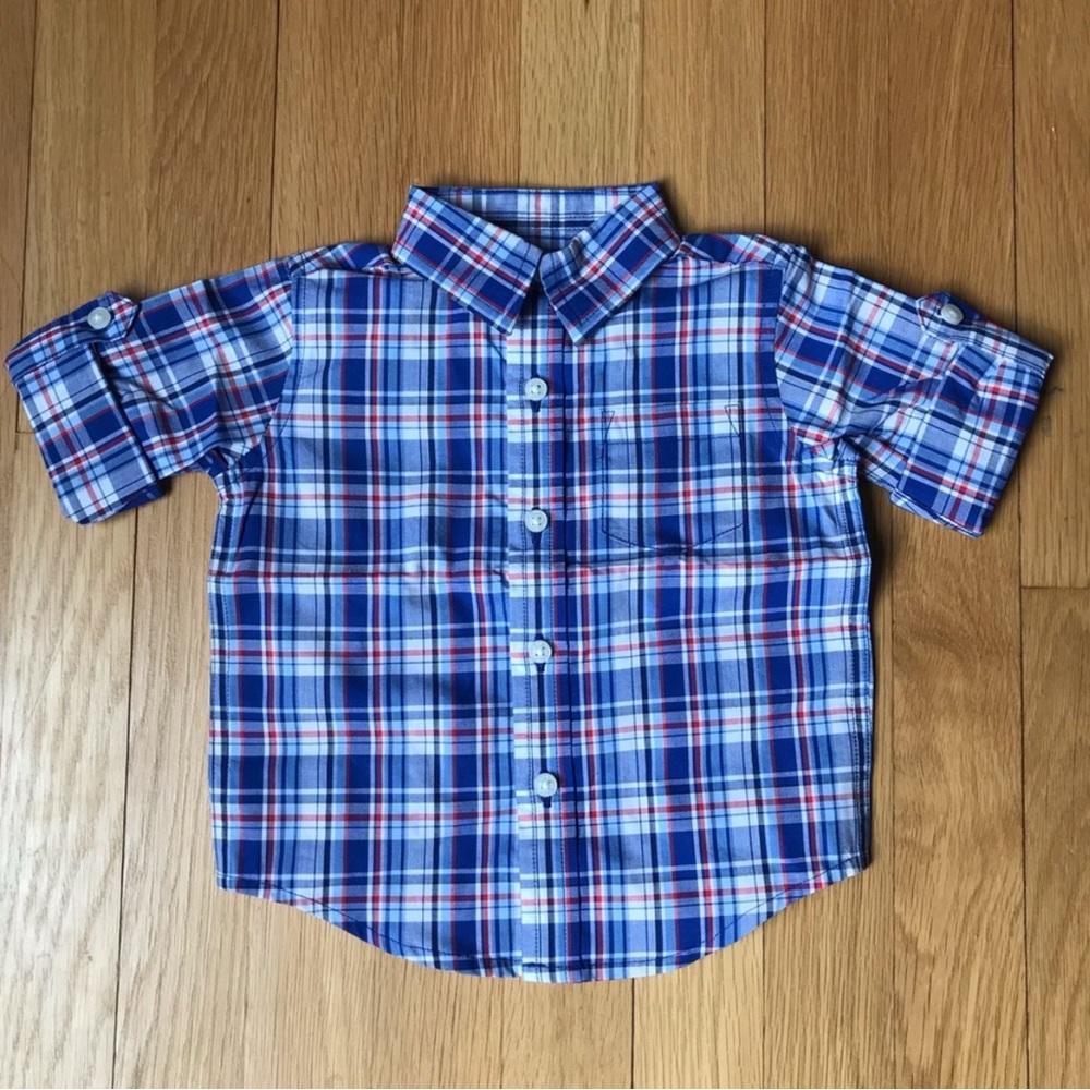[3 for $15] NWT Janie and Jack Blue and Red Plaid Shirt (3-6 months)